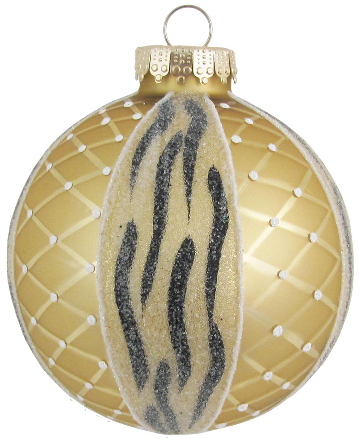 CHRISTBAUMKUGEL Zebra Goldfarbig 8cm (Glas / 1 Stk.) - Goldfarben, Glas (8/8/8cm) - Krebs Glas Lauscha