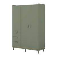 DREHTÜRENSCHRANK ACARA 143.5/214.5/57,4 cm 3-türig Grün - Grün, Holzwerkstoff (143.5/214.5/57.4cm) - MASSENO