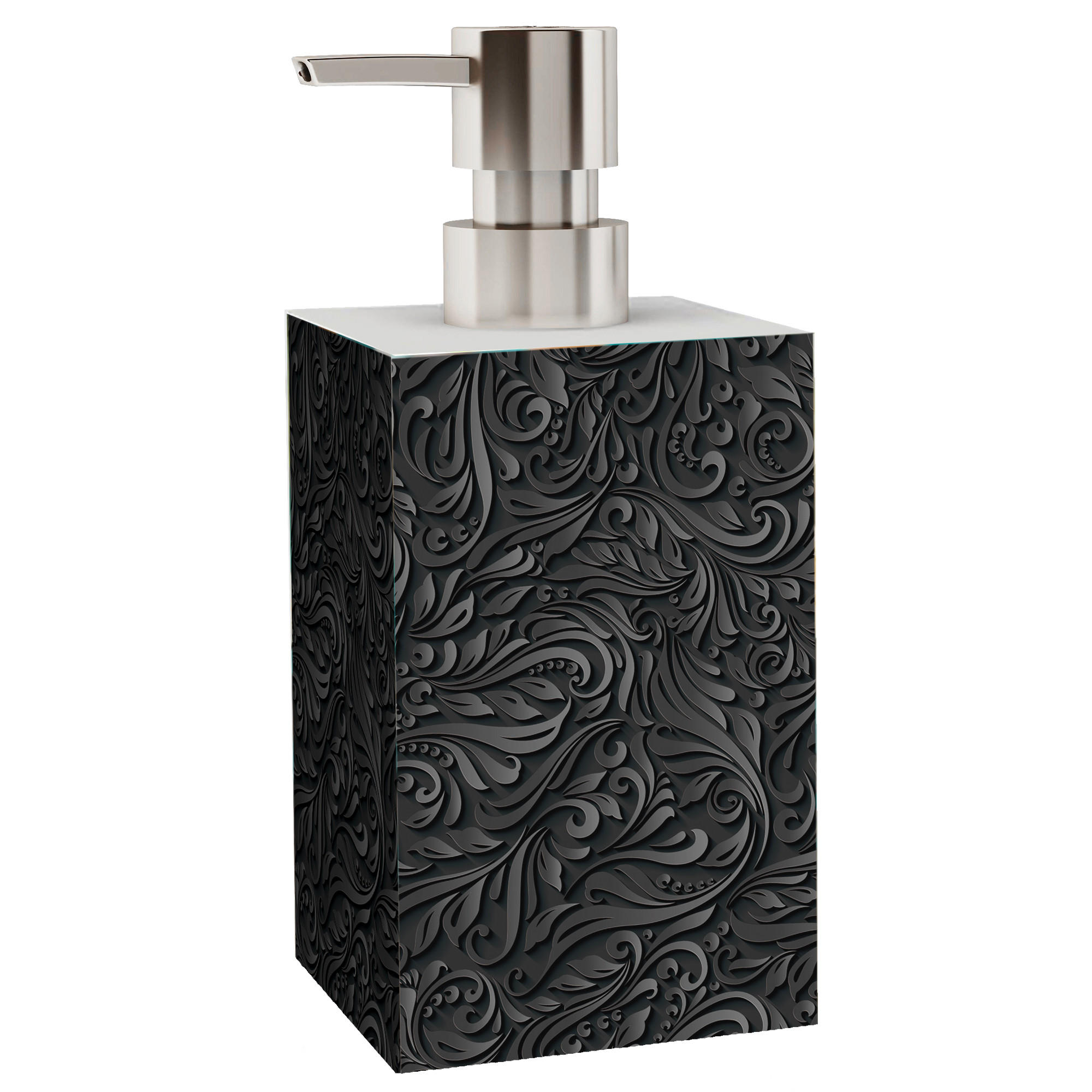 SEIFENSPENDER Floral - Schwarz, Kunststoff (7/12/7cm) - Sanilo