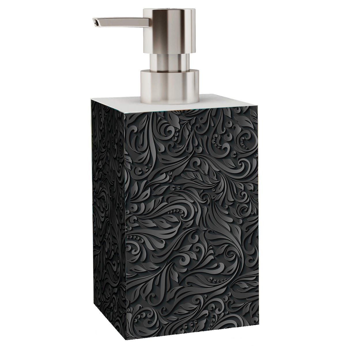 SEIFENSPENDER Floral - Schwarz, Kunststoff (7/12/7cm) - Sanilo