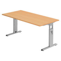 SCHREIBTISCH Serie-O 80/160/74 cm in Buchefarben/Silberfarben - Buchefarben/Silberfarben, Holzwerkstoff (80/160/74cm) - bümö