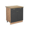 KÜCHENUNTERSCHRANK Fame-Line Anthrazit-Gold 80 cm, AP Eiche - Anthrazit/Eiche Wotan, Holzwerkstoff (80/82/60cm) - Vicco