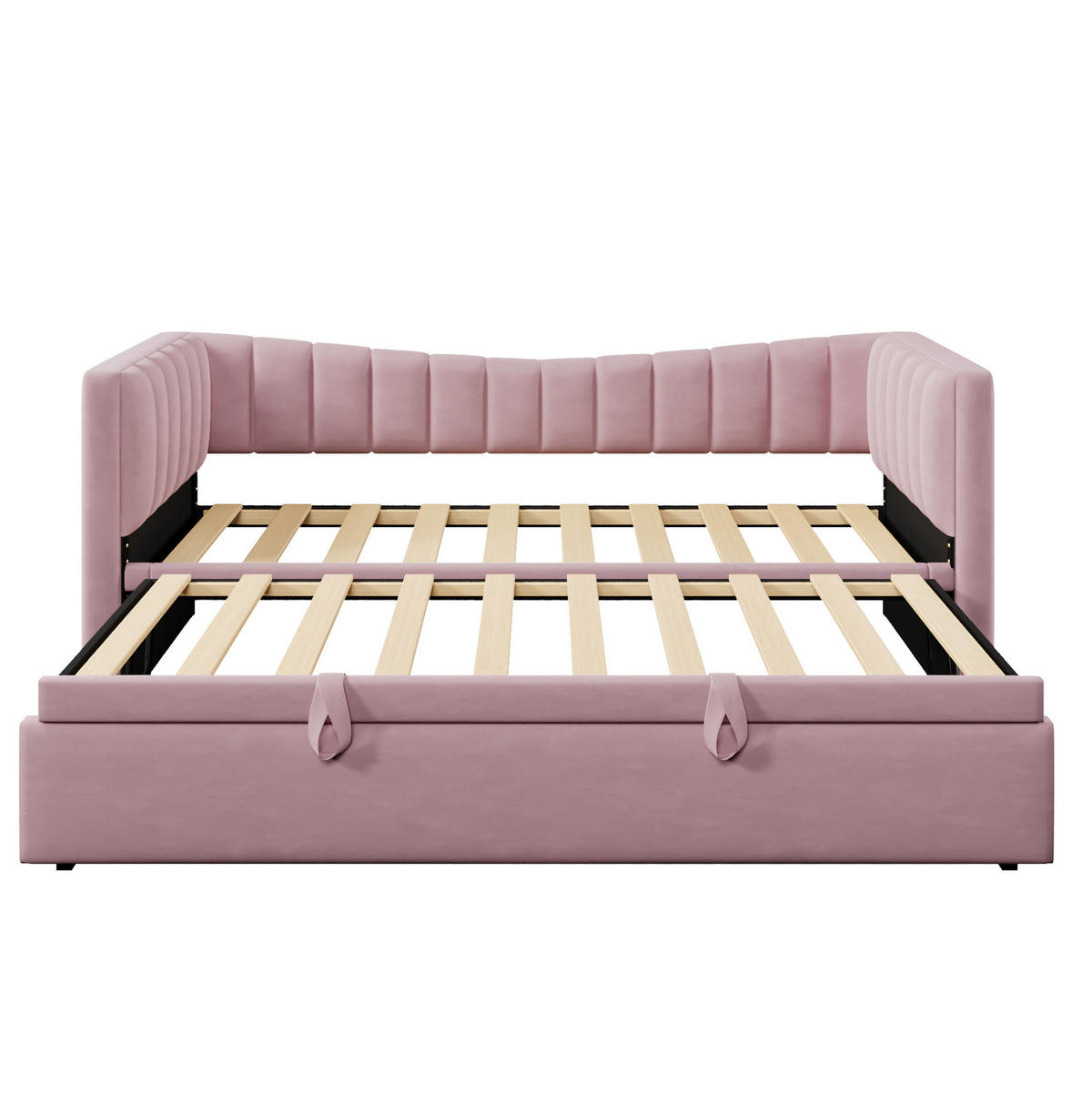 SAMT-POLSTERBETT 90/200 cm mit Ziehbett in Rosa - Rosa, Textil (180/200cm) - BEAOK