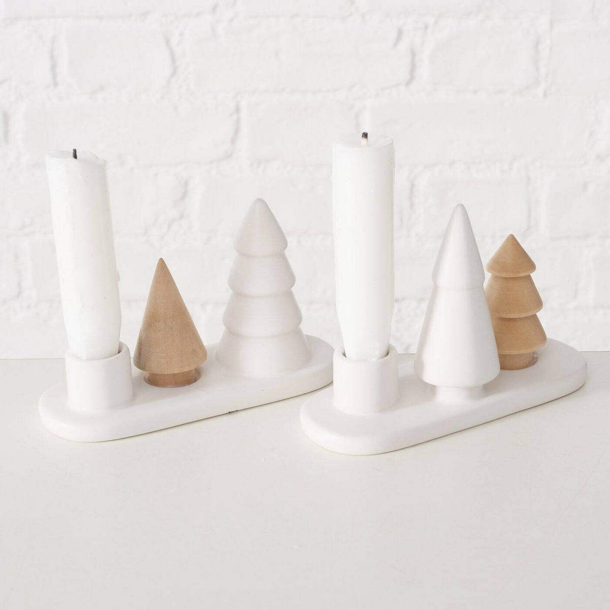 KERZENHALTER Nevia - Weiß, Keramik (5/9/13cm) - Boltze Home
