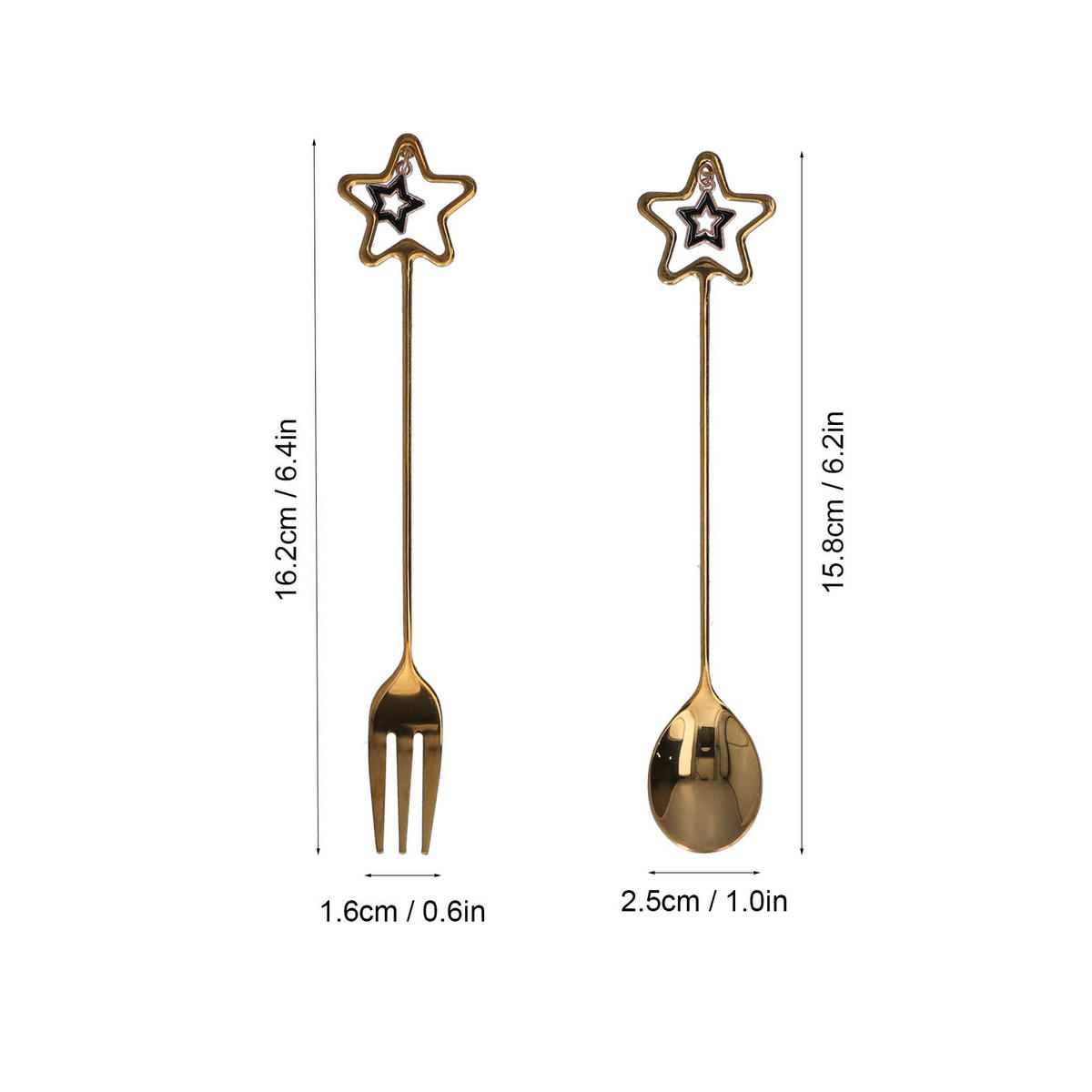 BESTECK-SET 2-teiliges Anhänger-Besteck Löffel und Gabel - Braun, Metall