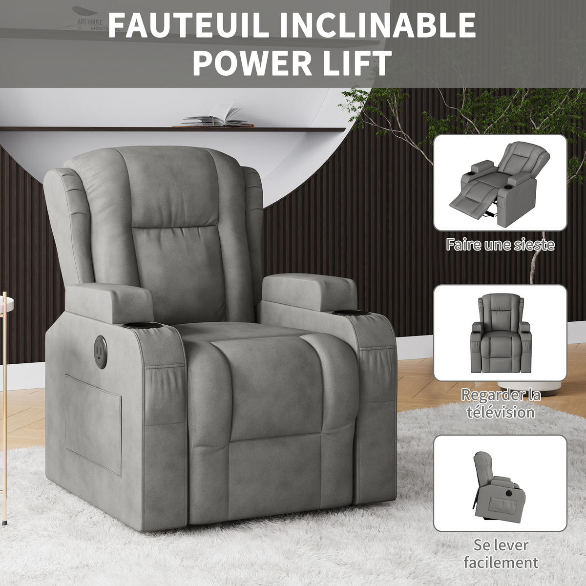 MASSAGESSESSEL GRAU HEIZUNG VIBRATION - Grau, Metall (102/105/93cm) - SHOPENTRA