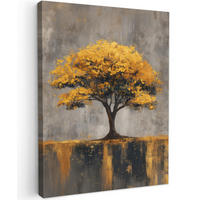 LEINWANDBILD Baum - Blätter - Gold - Abstrakt Room Decor 30x40 cm - Grau, Textil (30/40cm) - MuchoWow