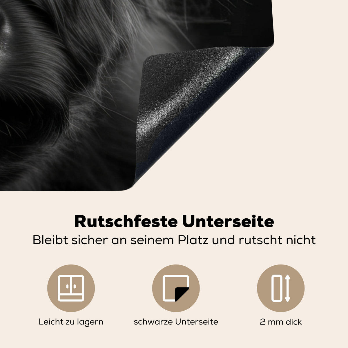 HERDABDECKPLATTE Scottish Highlander - Schwarz - Kalb - Kuh Induktionsmatte 78x78 cm - Schwarz, Kunststoff (78/78/0.2cm) - MuchoWow