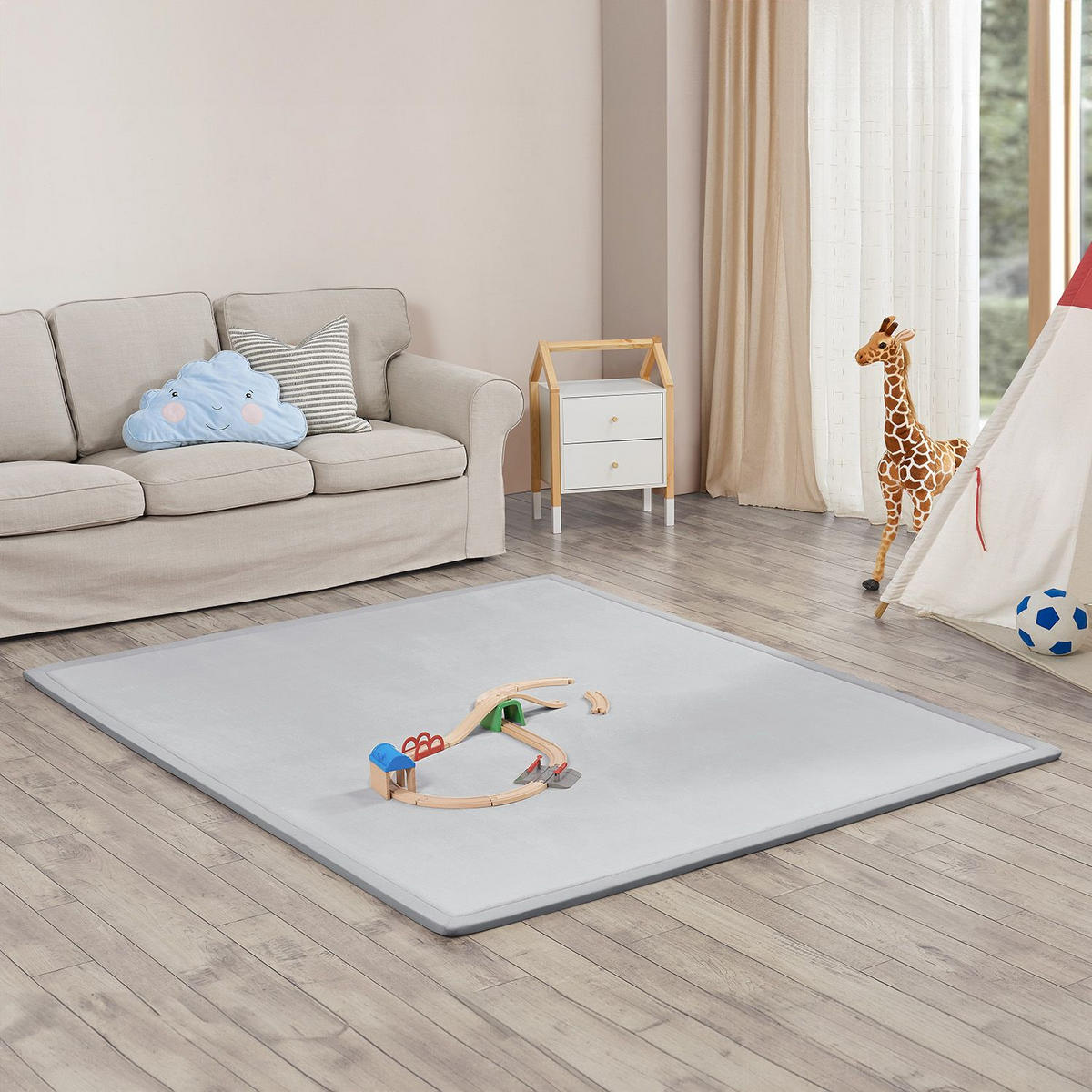 SPIELMATTE Maila grau 220 x 180 cm - Grau, Textil (180/2/220cm) - Juskys