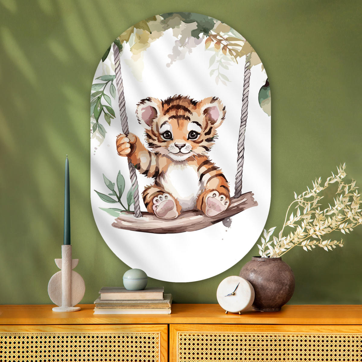 WANDBILD Tiger - Tier - Kinder - Dschungel 80x120 cm - Dunkelorange, Kunststoff (80/120cm) - MuchoWow