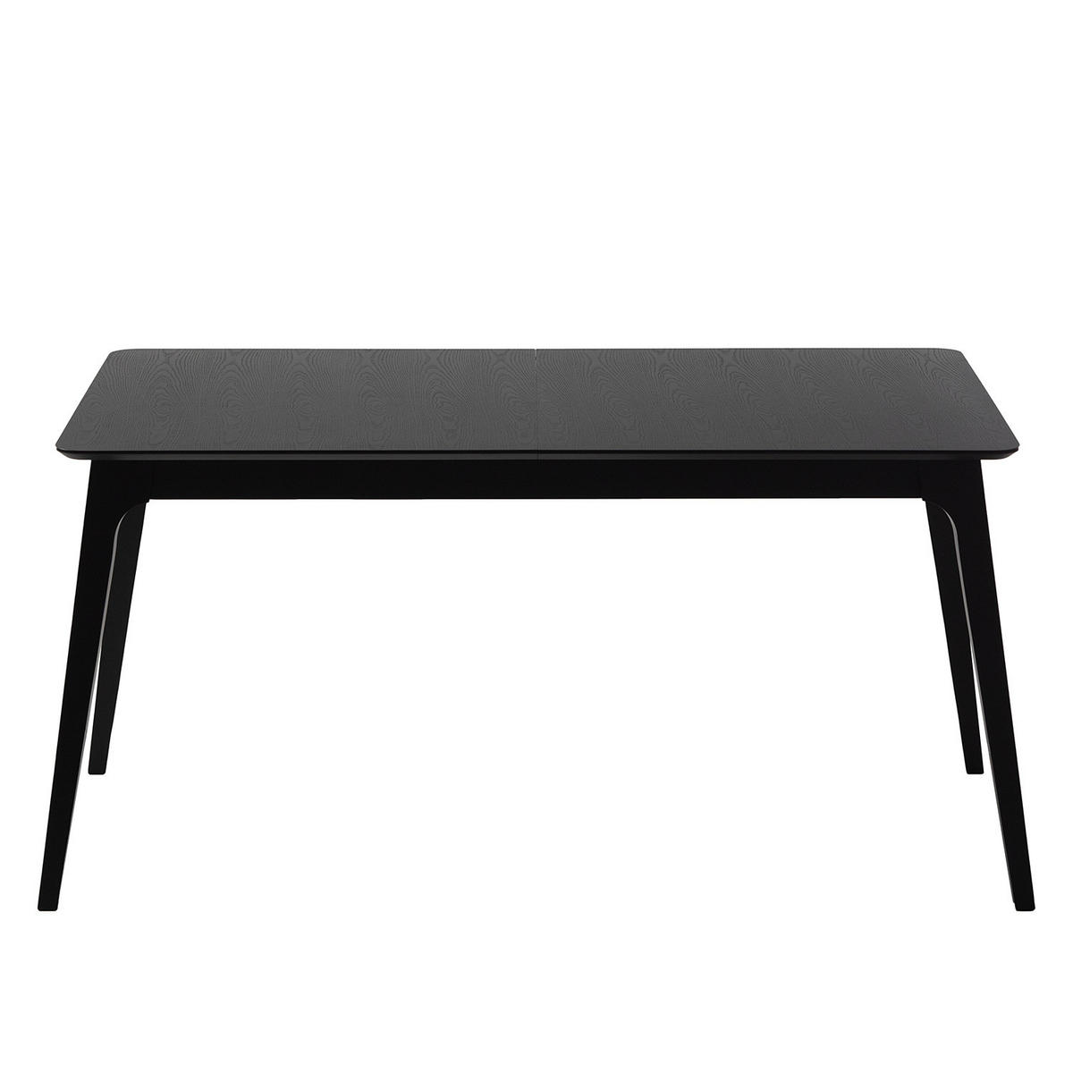 ESSTISCH - Gummibaum teilmassiv - Schwarz, Holzwerkstoff (90/150/75cm) - home24