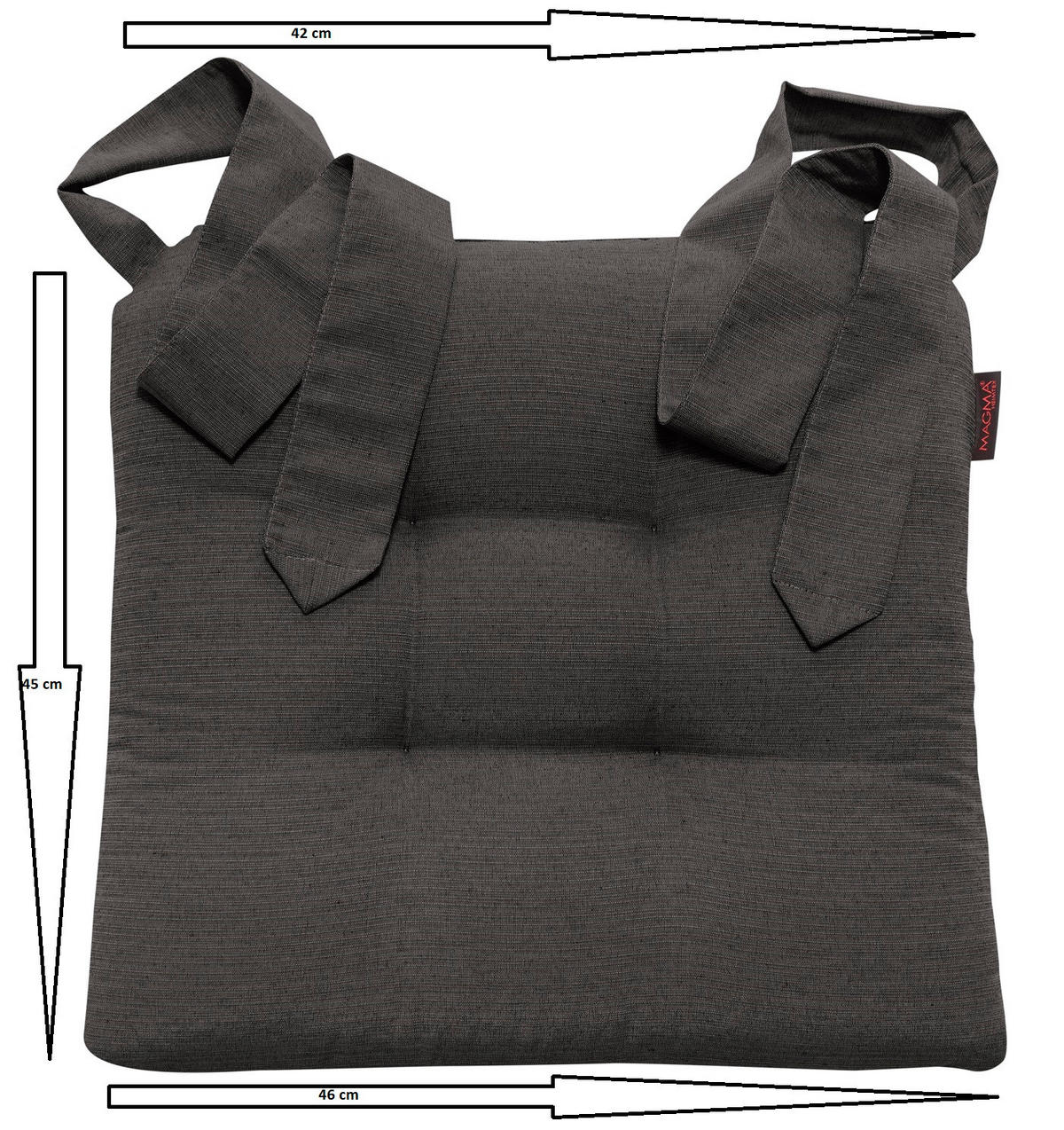 STUHLKISSEN Fino mit Schleifenband 2er Set anthrazit - Anthrazit, Textil (46/42/7cm) - Magma Heimtexx