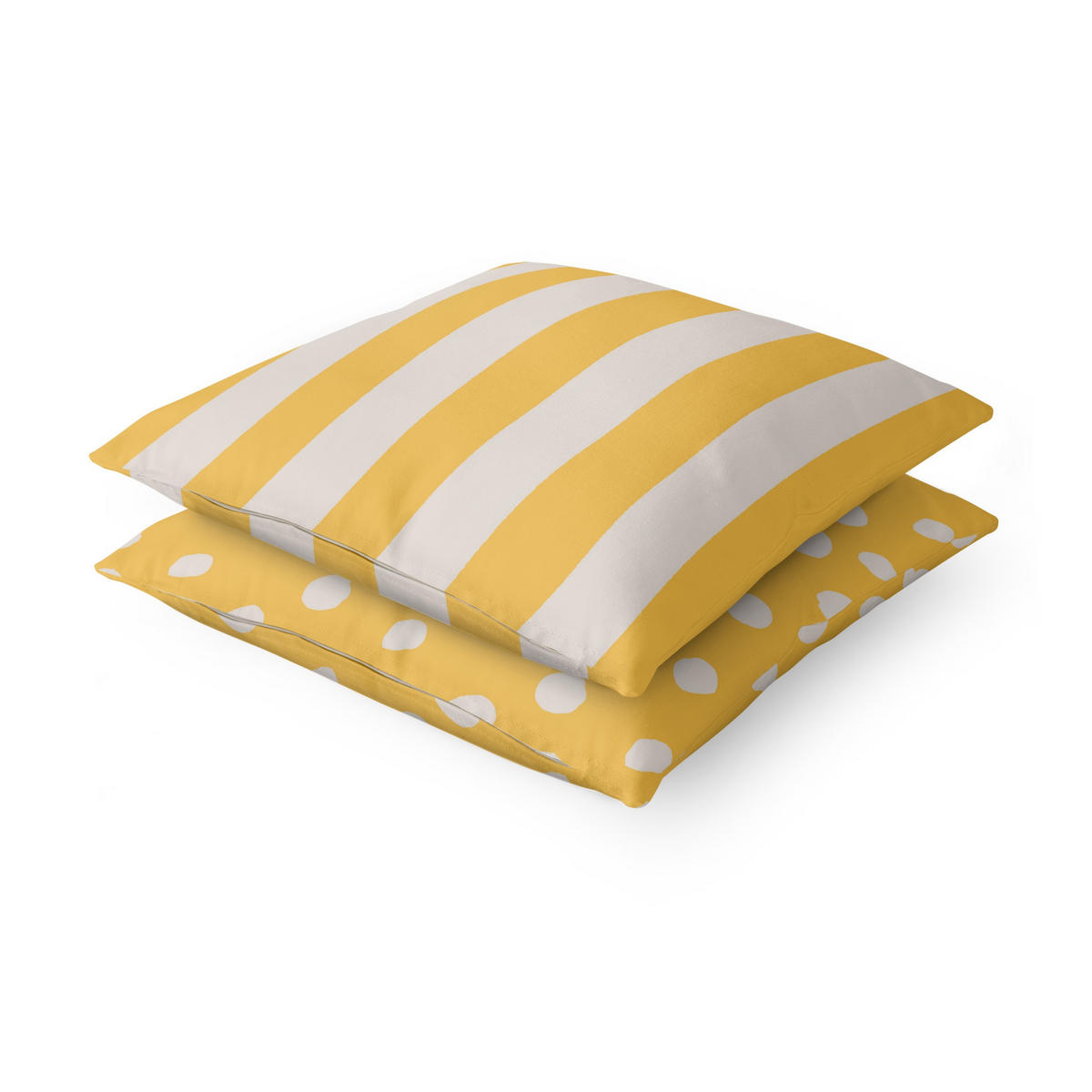 DEKOKISSEN 2er-Set Mighty Mango Punkte und Streifen Duo 50/50 cm - Gelb, Textil (50/50cm) - Bilderwelten