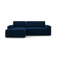 ECKSOFA ausklappbar links mit Container Jodie aus Samt königsblau 3 Sitzplätze - Dunkelblau, Textil (246/151cm) - Micadoni
