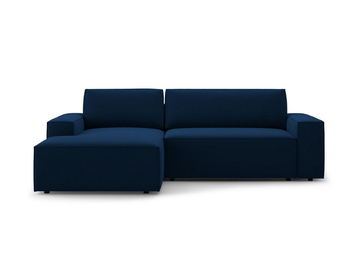 ECKSOFA ausklappbar links mit Container Jodie aus Samt königsblau 3 Sitzplätze - Dunkelblau, Textil (246/151cm) - Micadoni