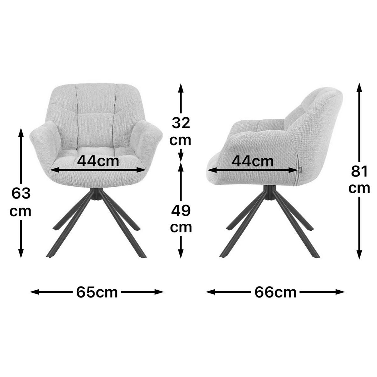 DREHSTUHL Mika-Luka 2er-Set - Beige/Schwarz, Textil/Metall (65/81/66cm) - DUBI Möbel