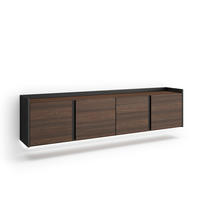 LOWBOARD, Dunkler Eiche und Schwarz, 207/35/50cm, Hängend - Dunkelbraun, Holzwerkstoff (207/50/35cm) - Skraut Home
