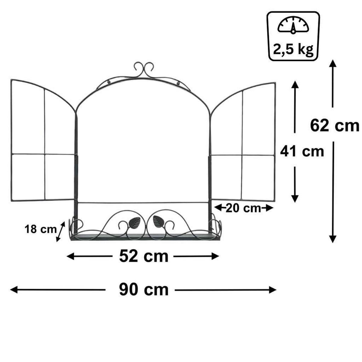 KRÄUTERREGAL FÜR BALKON UND WAND Wetterfest Schwarz 50 cm - Schwarz, Metall (52/62/18cm) - DanDiBo