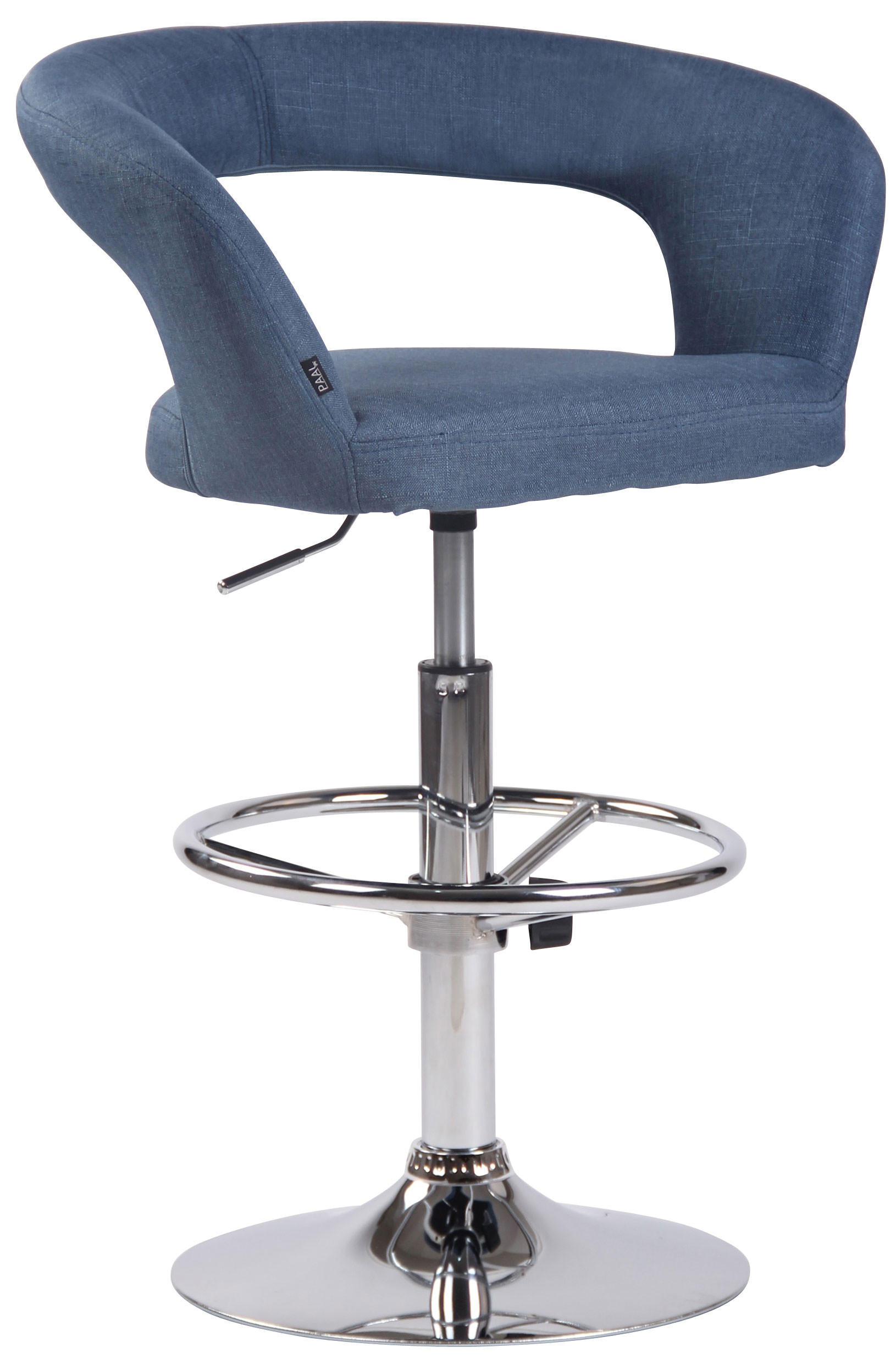 BARHOCKER Stoff blau - Chromfarben/Blau, Textil/Metall (58/82/47cm) - CLP