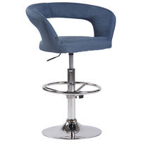 BARHOCKER Stoff blau - Chromfarben/Blau, Textil/Metall (58/82/47cm) - CLP