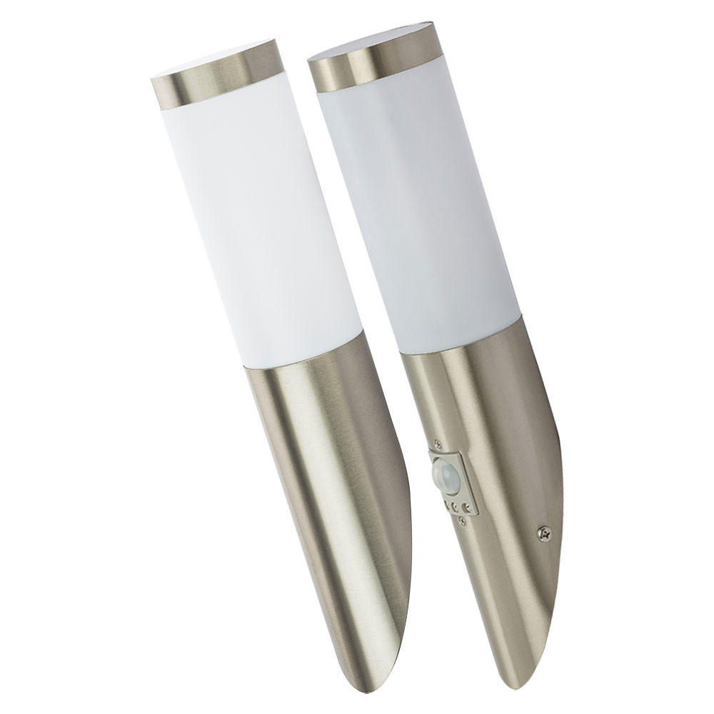 AUSSEN-WANDLEUCHTE Edelstahl Silber Fackel Design 2er Set - Silberfarben, Metall (16.6/40/17cm) - Globo Lighting