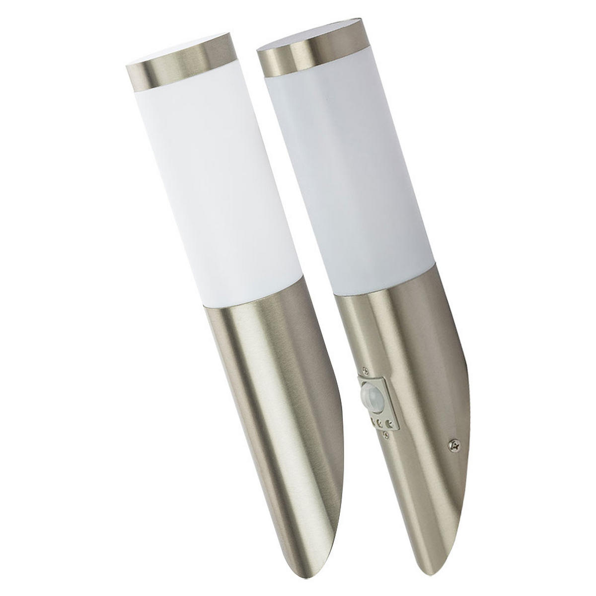 AUSSEN-WANDLEUCHTE Edelstahl Silber Fackel Design 2er Set - Silberfarben, Metall (16.6/40/17cm) - Globo Lighting