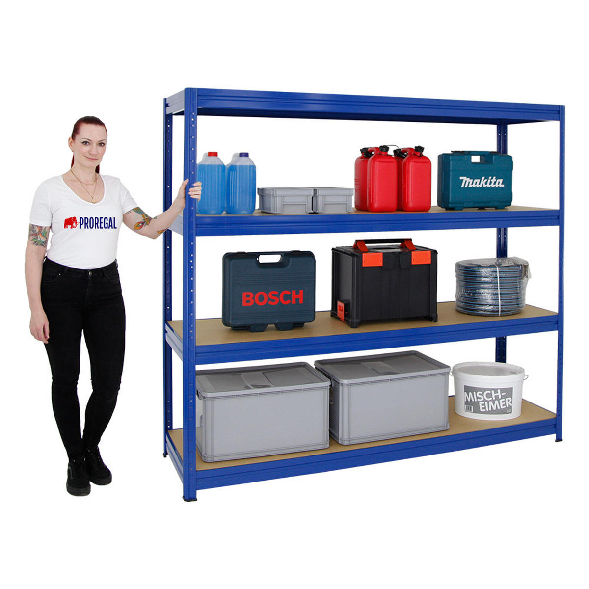 SCHWERLASTREGAL Dino 180x180x60 cm Fachlast 500 kg Blau - Blau, Metall (180/180/60cm) - PROREGAL
