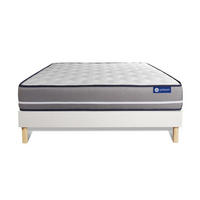 BETT Actilatex pur Latex und Memory-Schaum 140 x 220 cm h3 - Kit Bettgestell Weiß - Beige/Weiß, Karton/Holz (140/220cm) - ACTISOM