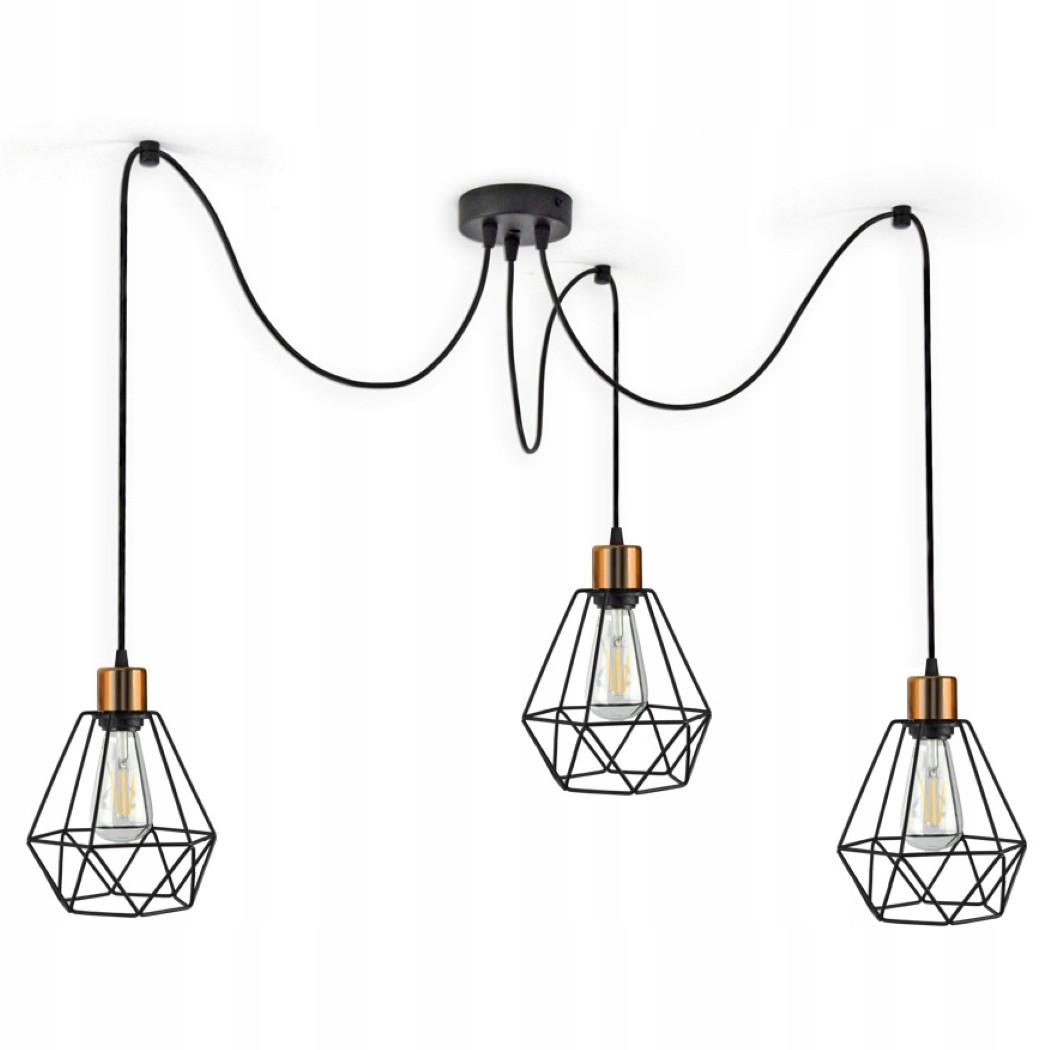 PENDELLEUCHTE EDISON - Goldfarben/Schwarz, Metall (20/20/150cm) - kiki design