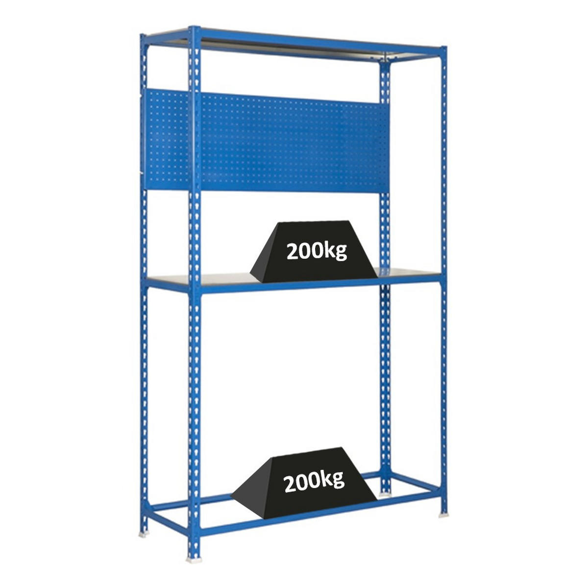 REIFENREGAL mit Arbeitsfläche Metal Shark NO.4 HxBxT 200 x 120 x 40 cm 6 Reifen Blau - Blau, Metall (120/200/40cm) - PROREGAL