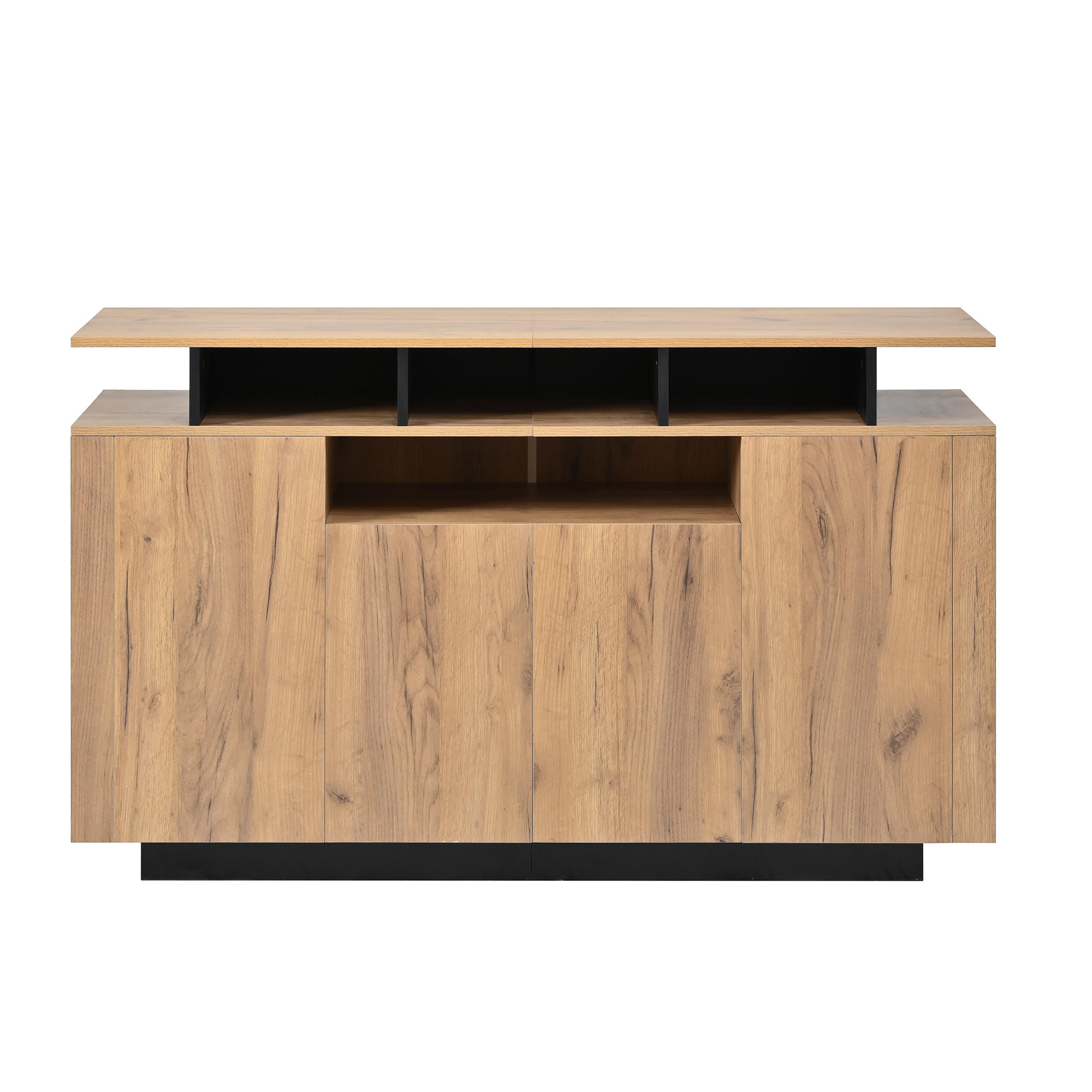 SIDEBOARD Natural 140/40/85 cm mit 4 Türen und 3 offenen Fächern - Naturfarben, Holzwerkstoff (140/85/40cm) - PANGIVO