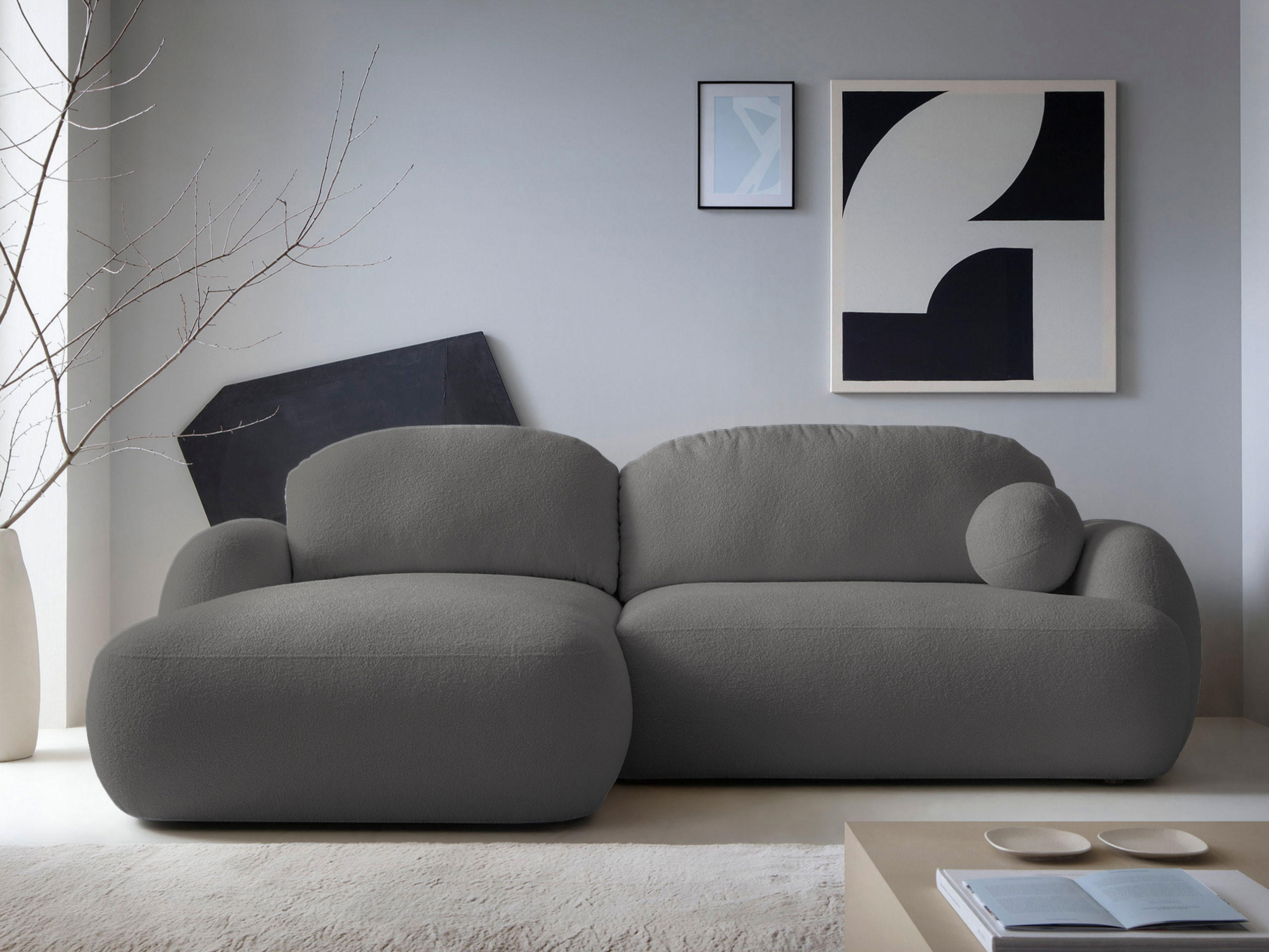 ECKSOFA Mayo, Seite: Links - Schwarz/Grau, Holz/Kunststoff (275/175cm) - MIRJAN24