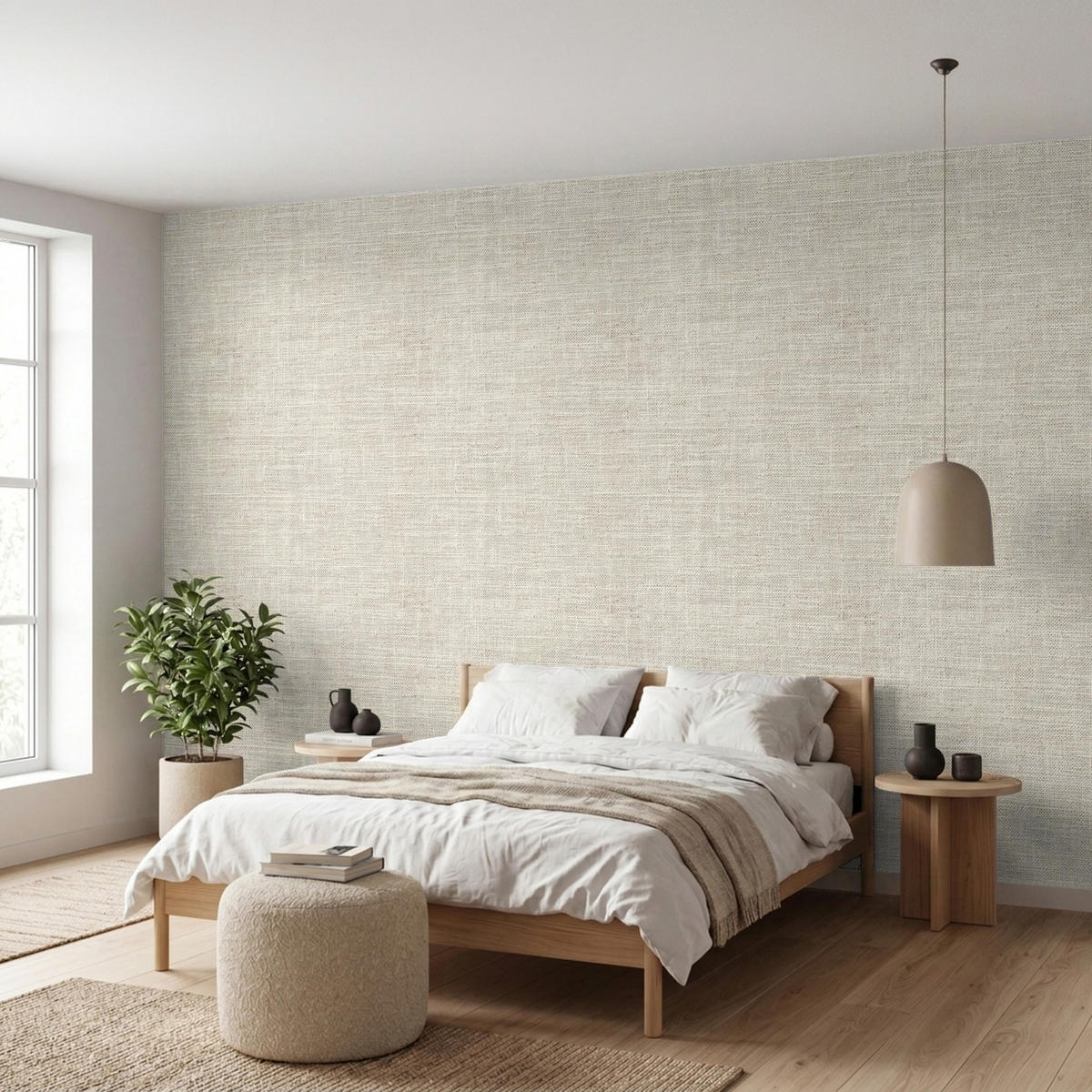 TAPETE - Leinen - Textur - Beige - 450x220 cm - Creme, Papier (450/220cm) - OnlyWow