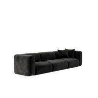 SOFA 3-Sitzer, Velvet-Stoff Bluvel, Schwarz, GRETA - Schwarz, Holz (319/70/89cm) - Kaiser Möbel