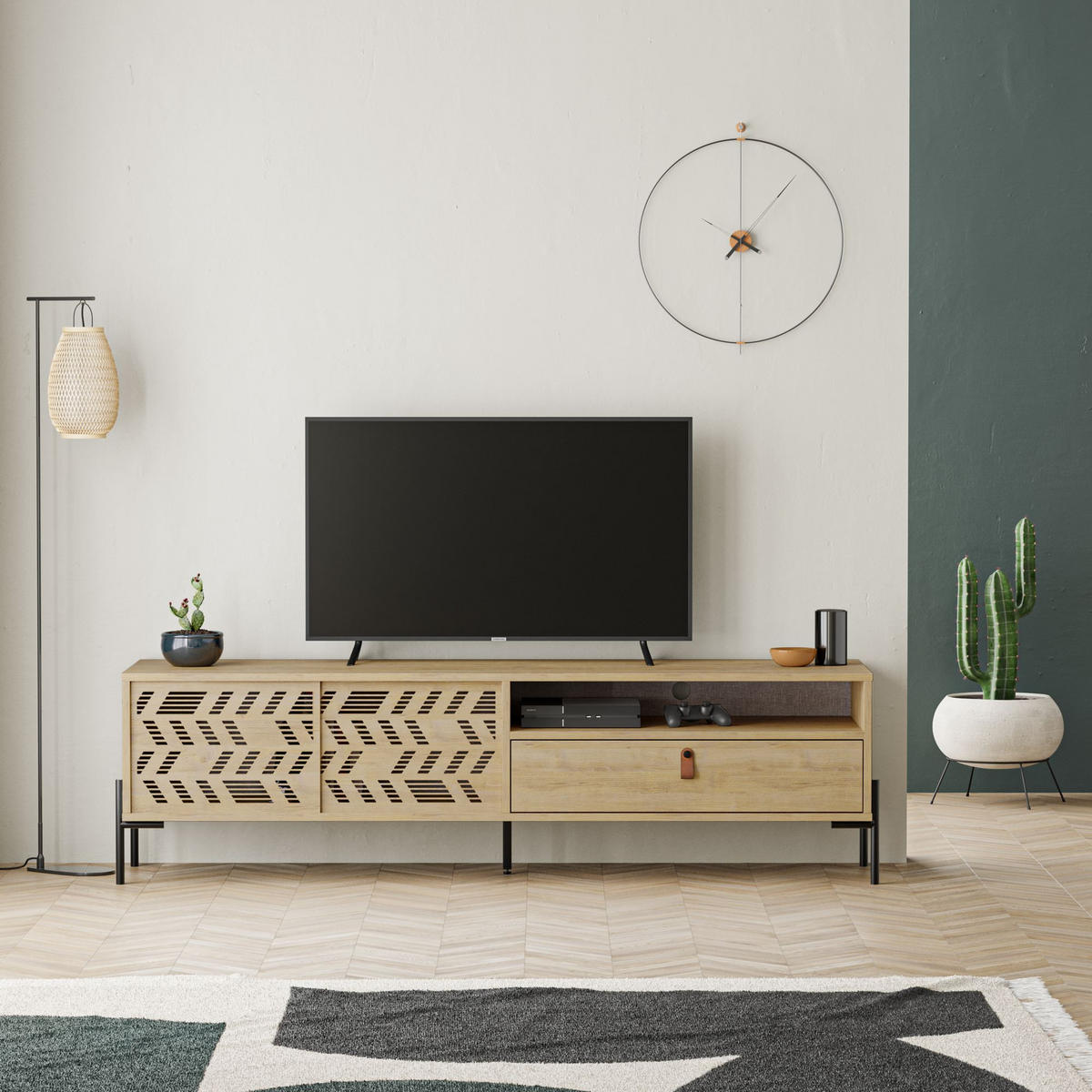 TV-MÖBEL dionysos beige - Beige, Holz (45/48/170cm) - Habitat Garten