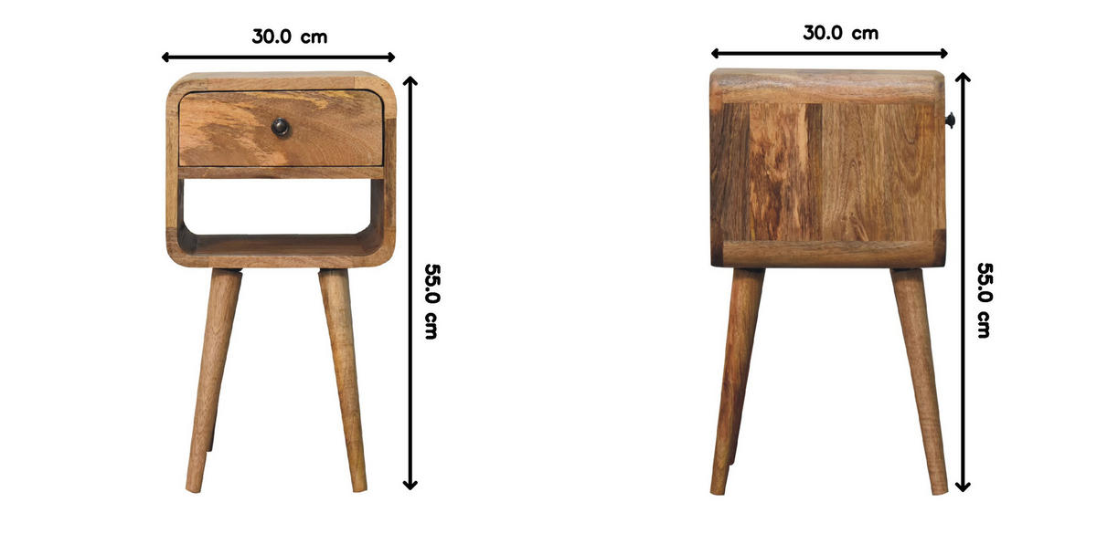 NACHTTISCH mit einer Schublade - Eichefarben/Messingfarben, Holz/Metall (30/55/30cm) - Artisan Furniture