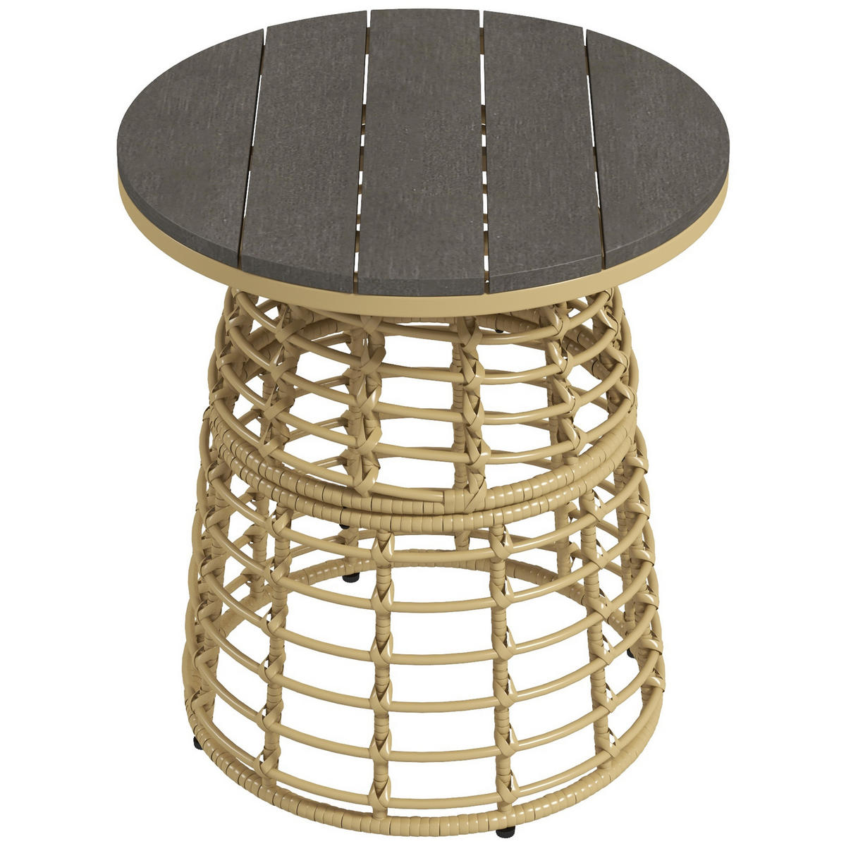 GARTENBEISTELLTISCH DE-13585 rund mit Composite-Platte Natur - Naturfarben, Kunststoff/Metall (45/45/50cm) - ComfortXL