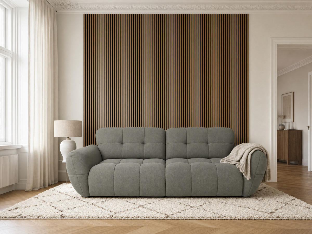 BIGSOFA Vannes Chenille Grau 272/134/68 cm - Grau, Kunststoff/Textil (272/68/134cm) - foamnova