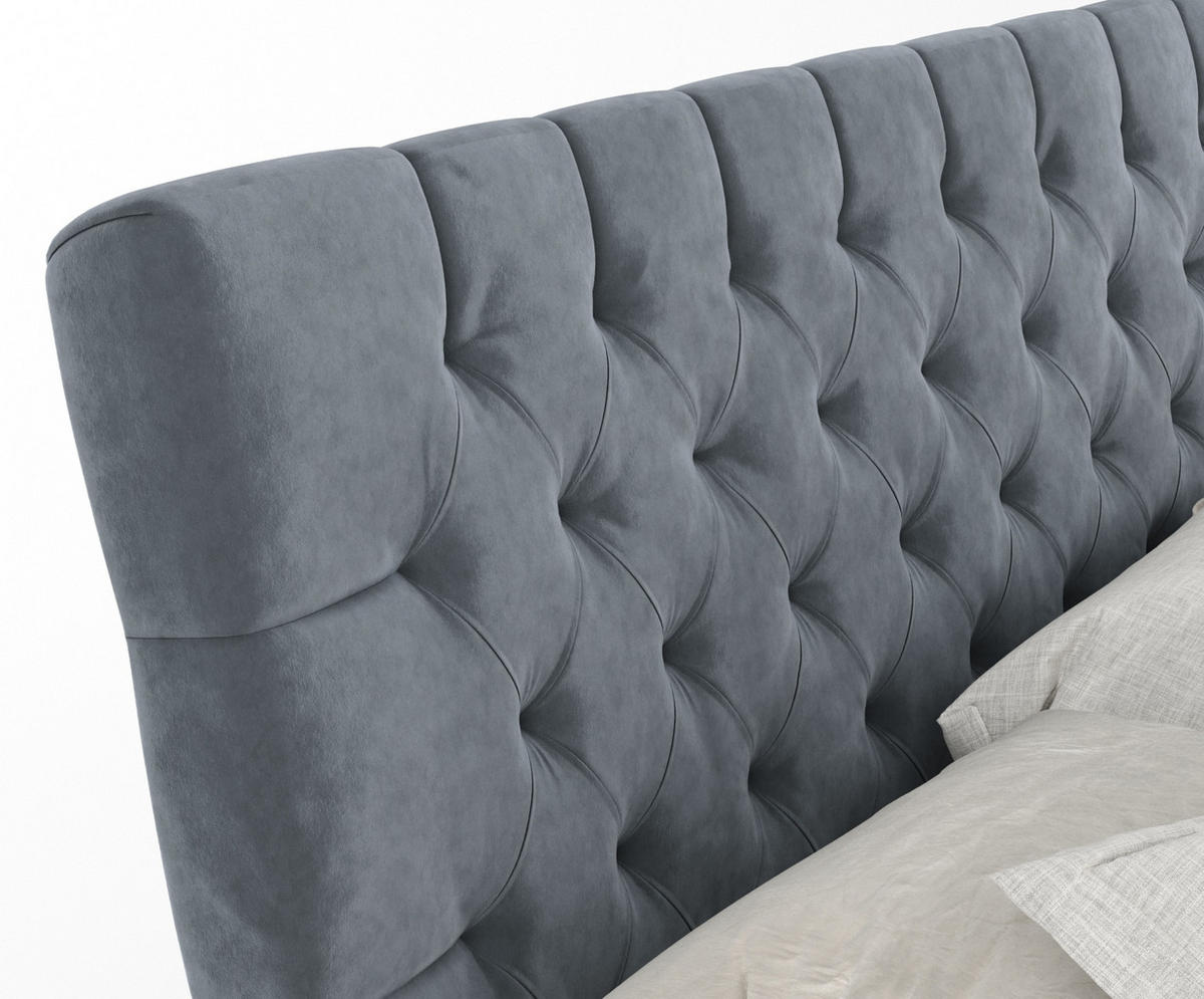 BOXSPRINGBETT Seraphine Grau 140/200 cm - Schwarz/Grau, Holz/Holzwerkstoff (140/200cm) - Maison de Reve
