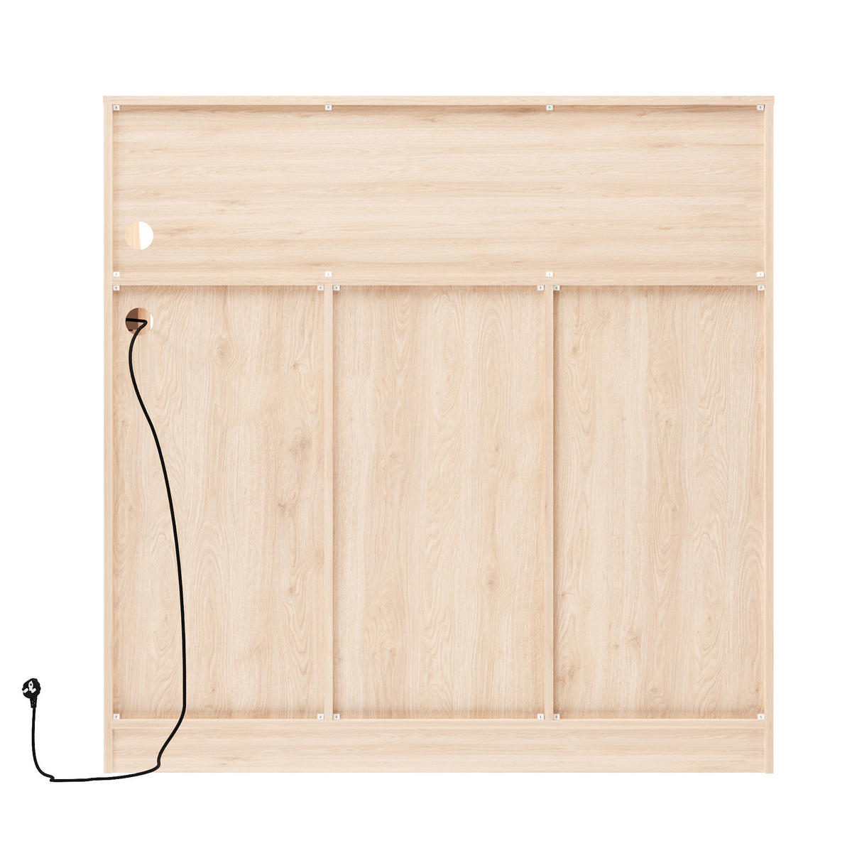 SIDEBOARD aus MDF 120x40x121 cm Natur/Weiß mit LED-Beleuchtung, Steckdose und Weinregal - Weiß, Holzwerkstoff (120/121/40cm) - IVMEU