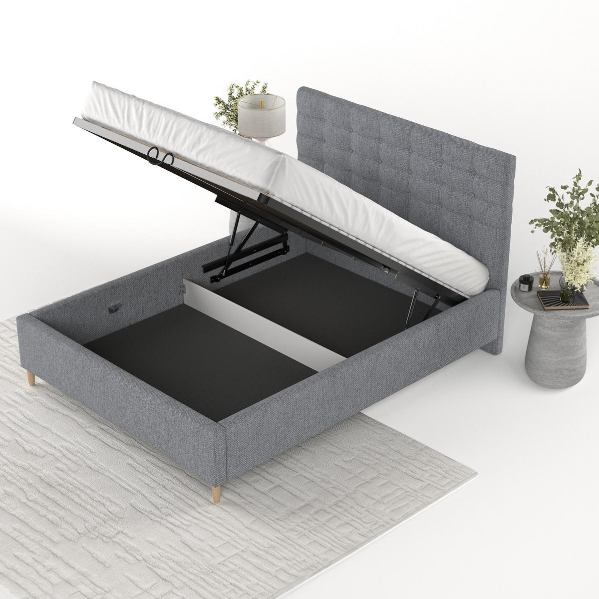 POLSTERBETT Soma 120/200 cm Grau im Neve Stoff - Naturfarben/Grau, Holz/Holzwerkstoff (120/200cm) - AltaBeds