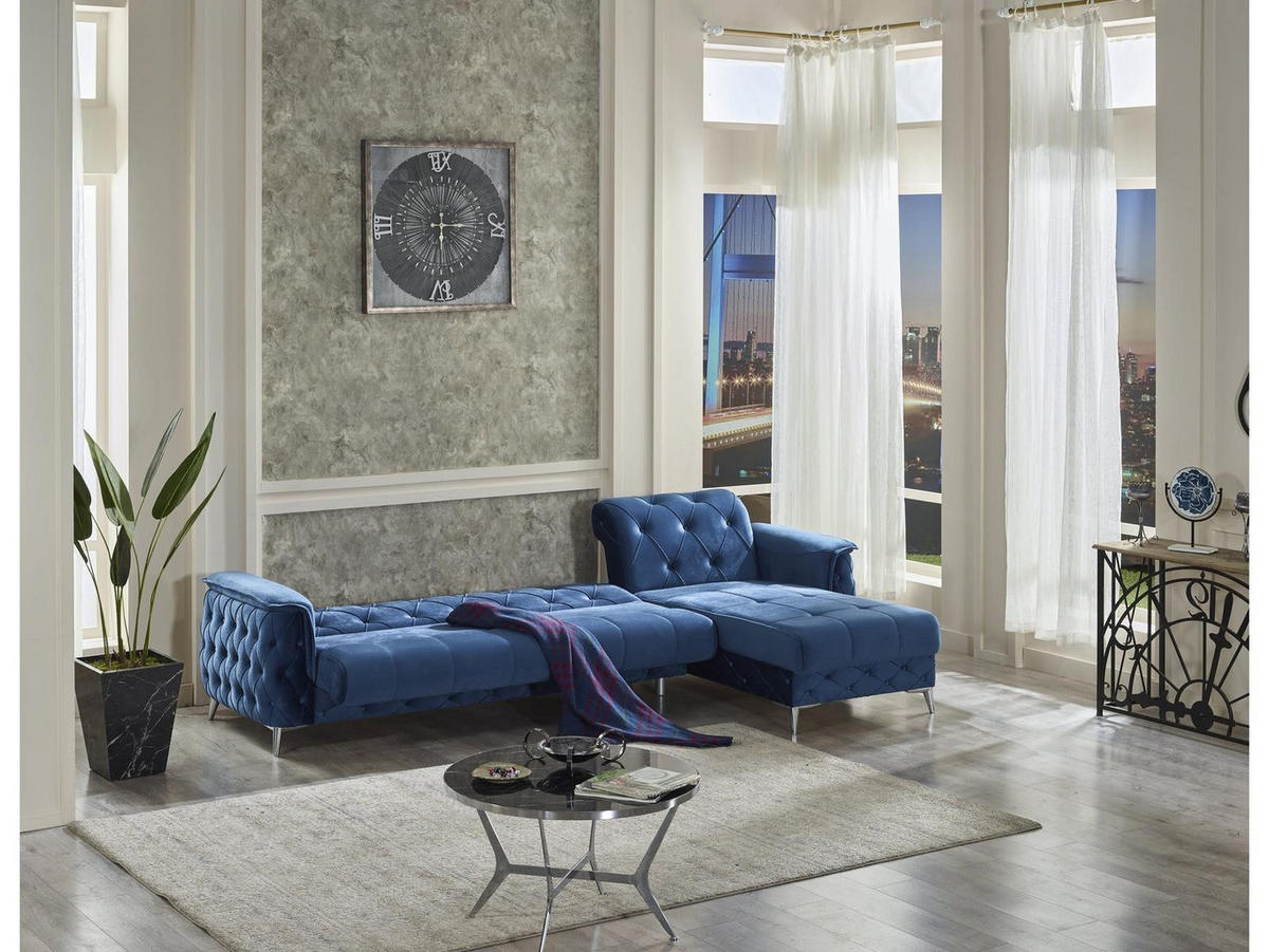 ECKSCHLAFSOFA Sucre Relax - Langer Schenkel Links - Blau, Holzwerkstoff/Kunststoff (310/180cm)