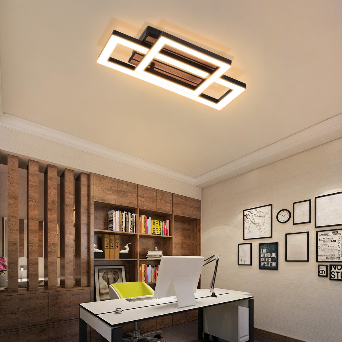 LED Deckenleuchte 22/35/8cm - Schwarz, Metall (35/22/8cm) - Nettlife
