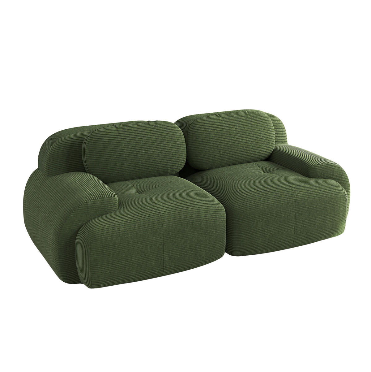 SOFA modular rahmenlos aus Cord Grün - Grün, Kunststoff (103/75/208cm) - Meubliv
