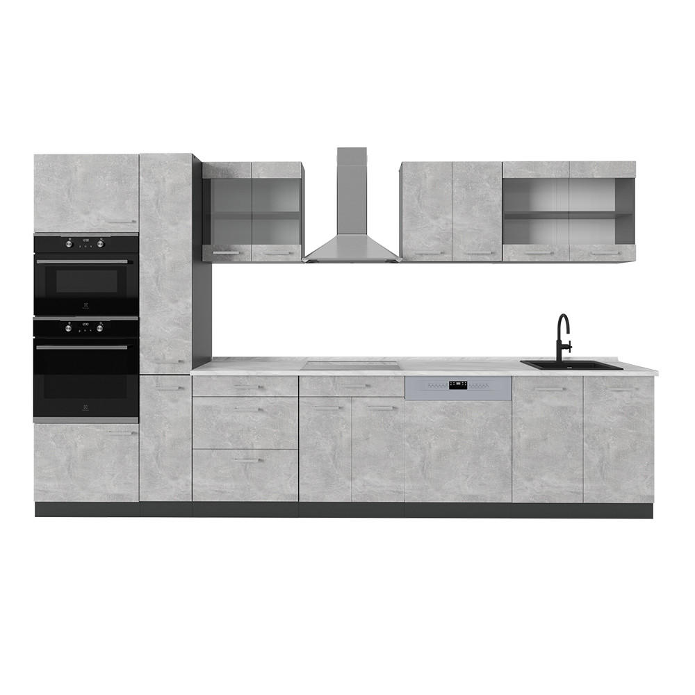 Vicco Küchenzeile Grau, Anthrazit 350x206.8x60 cm