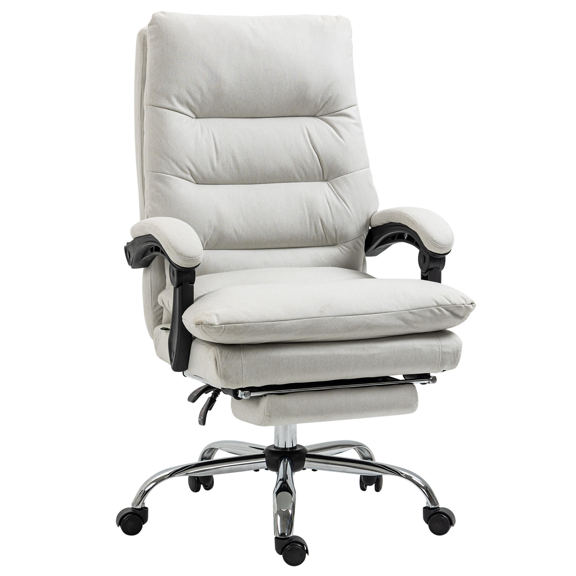 BÜROSTUHL mit Massagefunktion, Ergonomisch Schreibtischstuhl mit Liegefunktion - Weiß, Kunststoff (72/117/65cm) - Vinsetto