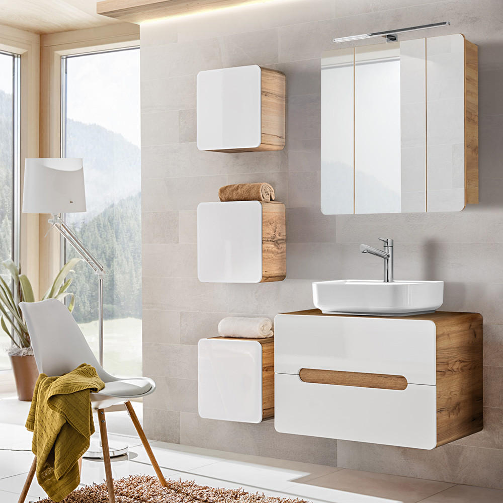 Lomado Badmöbel-Set Weiß 130x200x46 cm