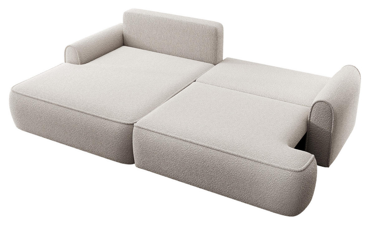 ECKSOFA 250 cm Mareno mit Bettkasten, Schlaffunktion, Links, Hellgrau - Hellgrau, Holz (250/146cm) - Emporius