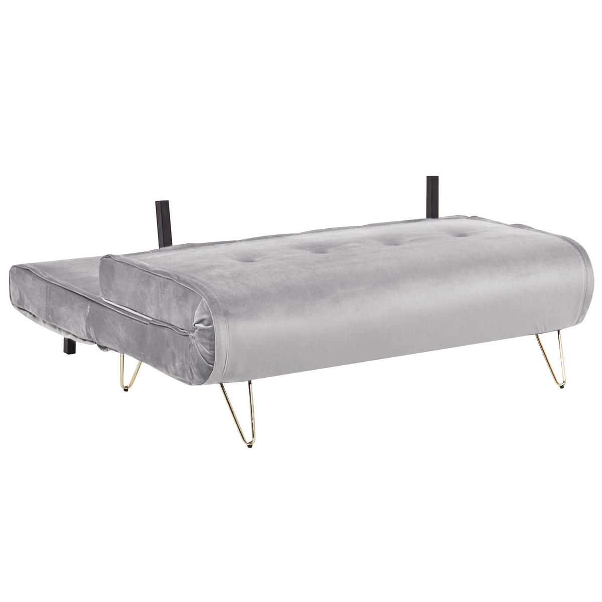 2-SITZER-SCHLAFSOFA Samtstoff Grau Vestfold - Hellgrau, Textil (130/81/78cm) - Beliani