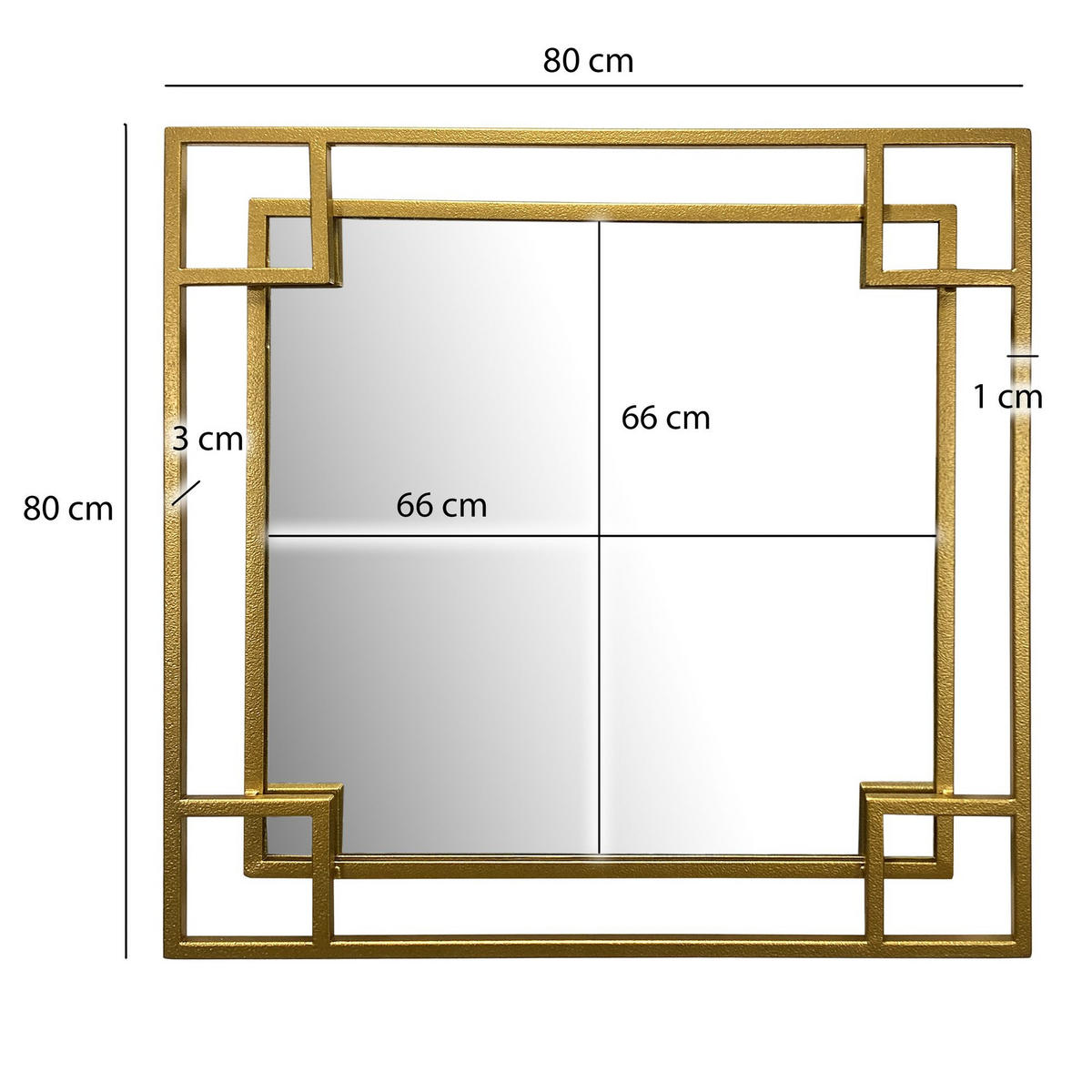 WANDSPIEGEL mit Rahmen Quadratisch Metall Eisen, Gold 80x3x80 cm - Goldfarben, Glas (80/80/3cm) - KADIMA DESIGN
